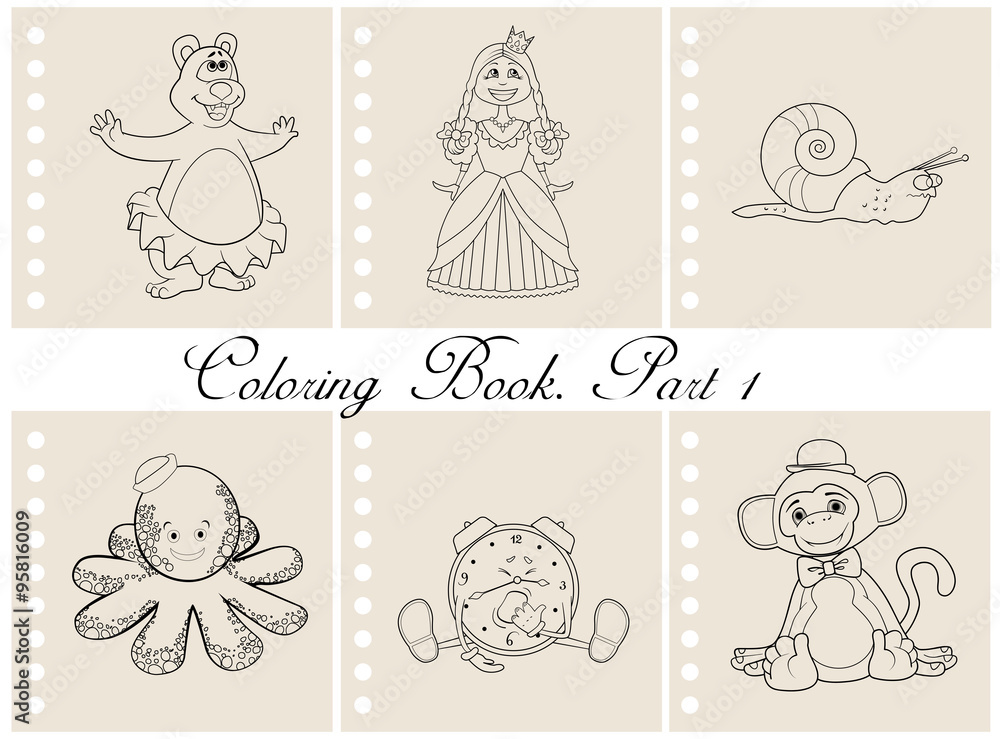 Collection of coloring book illustrations. Part 1 Collection of coloring book illustrations. Part 1