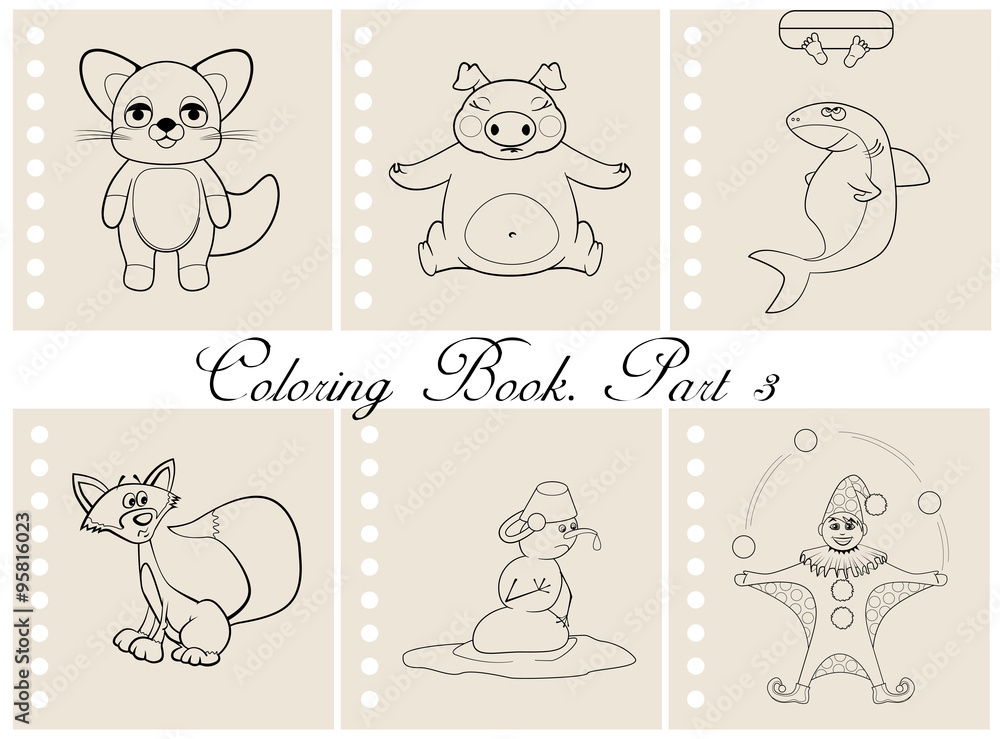 Collection of coloring book illustrations. Part 3 Collection of coloring book illustrations. Part 3