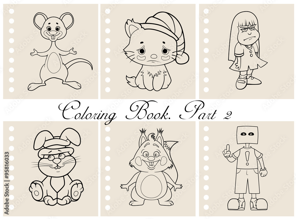 Collection of coloring book illustrations. Part 2