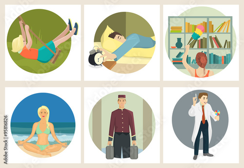 Collection of people in different situations in flat design
