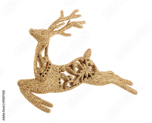 Gold reindeer on a white background
