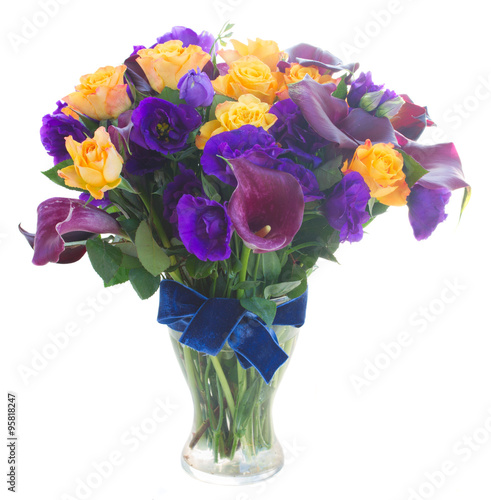 Calla lilly and eustoma flowers photo