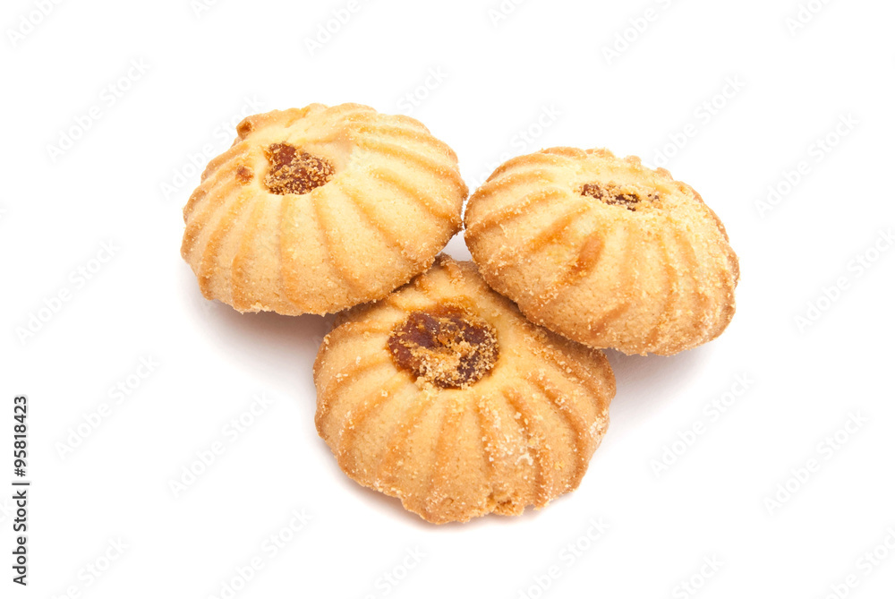 three cookies with jam