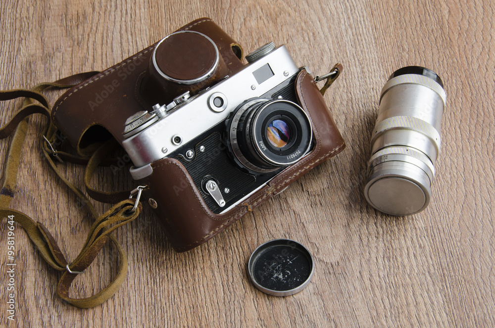 Old film camera and lens