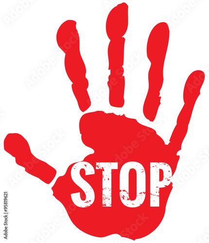 Rote Hand Stop Umriss Silhouette