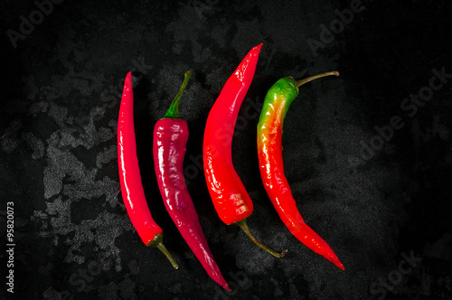 Still life with red hot peppers