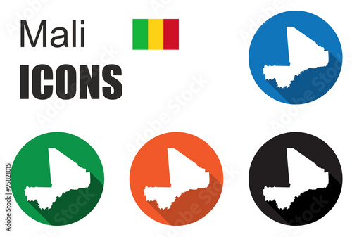 set colorful map flat icons state mali