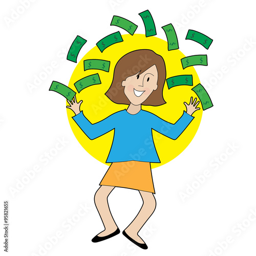 Happy Lady and Money