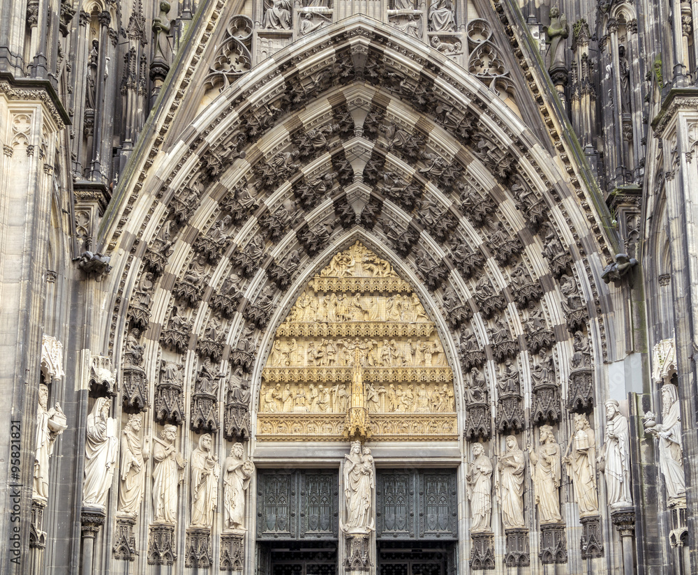 Cologne, Germany, the medieval portal, main entrance of the Dome