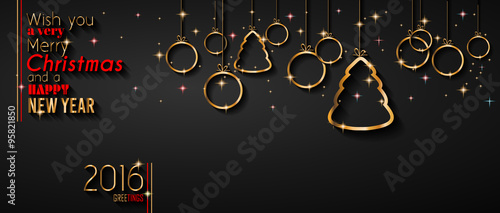 2016 Happy New Year and Merry Christmas Background