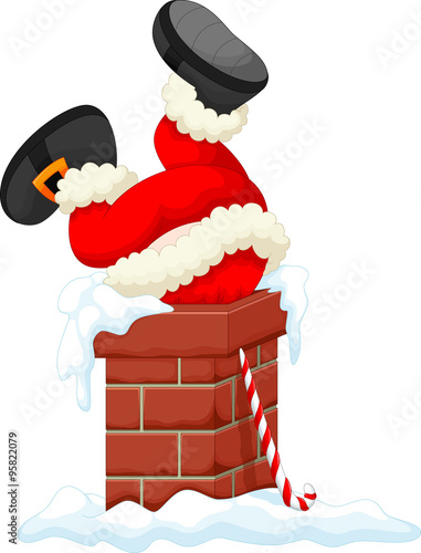 Santa Claus stuck in the Chimney