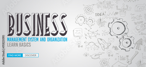 Business Management Concept with Doodle design style