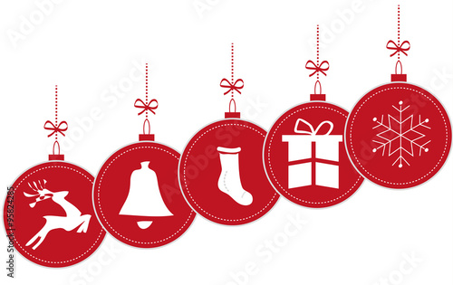 Décorations de Noël suspendus, or, isolé, fond 