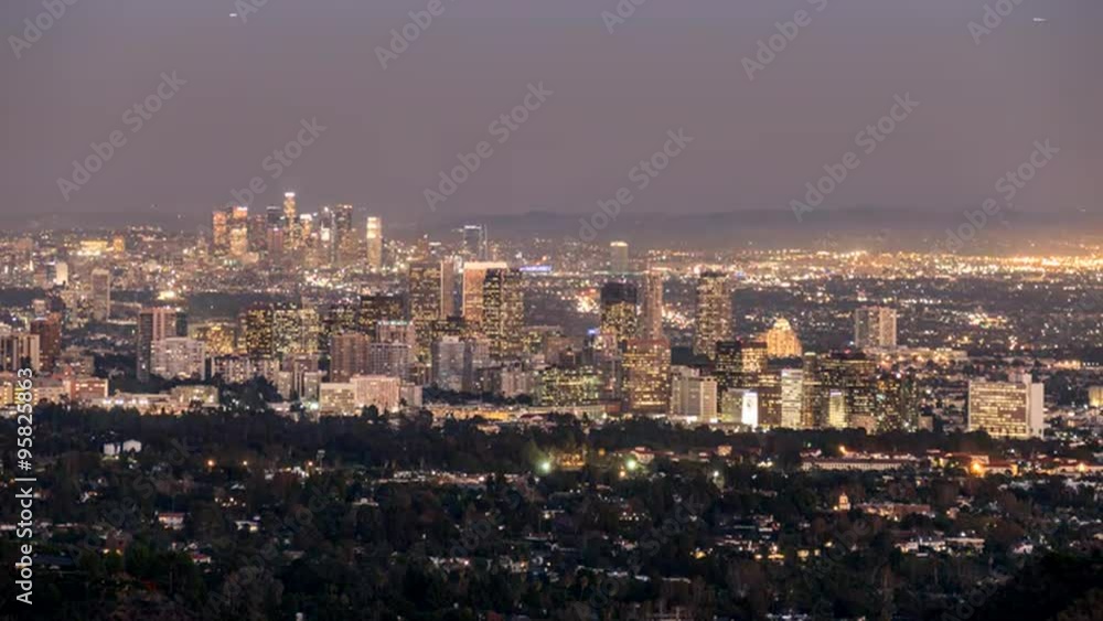Century City and Downtown Los Angeles Day to Night Time Lapse Century City and Downtown Los Angeles Day to Night Time Lapse