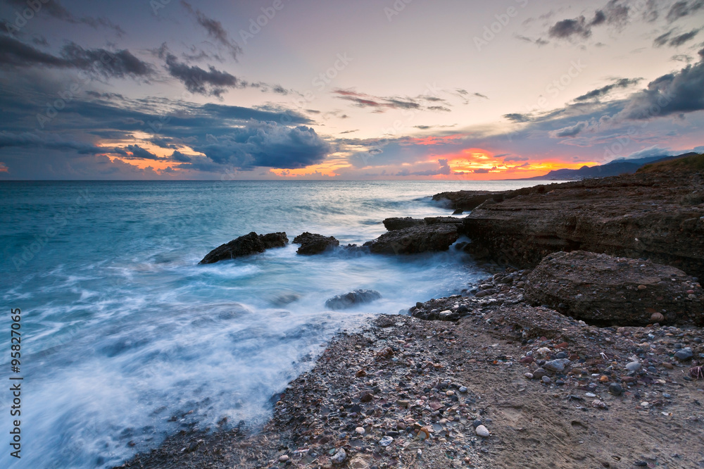 Coastline near village of Mkrygialos in the south eastern Crete, Greece.
