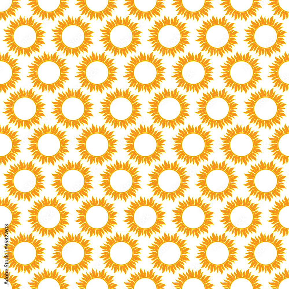 Cute seamless vector pattern of sun Cute seamless vector pattern of sun