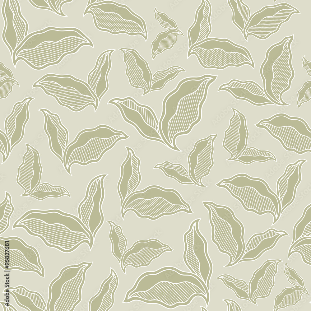 Decorative ornamental seamless spring pattern texture with leave Decorative ornamental seamless spring pattern texture with leave