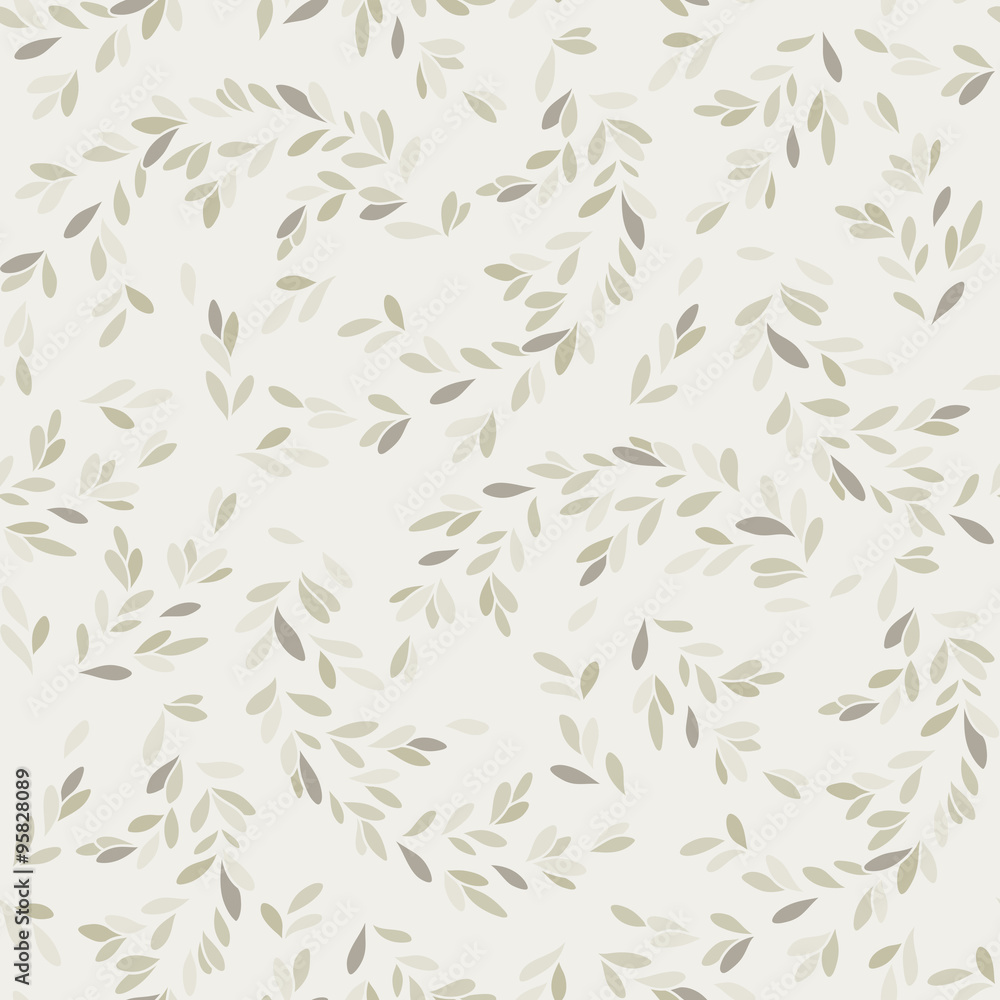 vector seamless pattern with leaves and stems in doodle style vector seamless pattern with leaves and stems in doodle style
