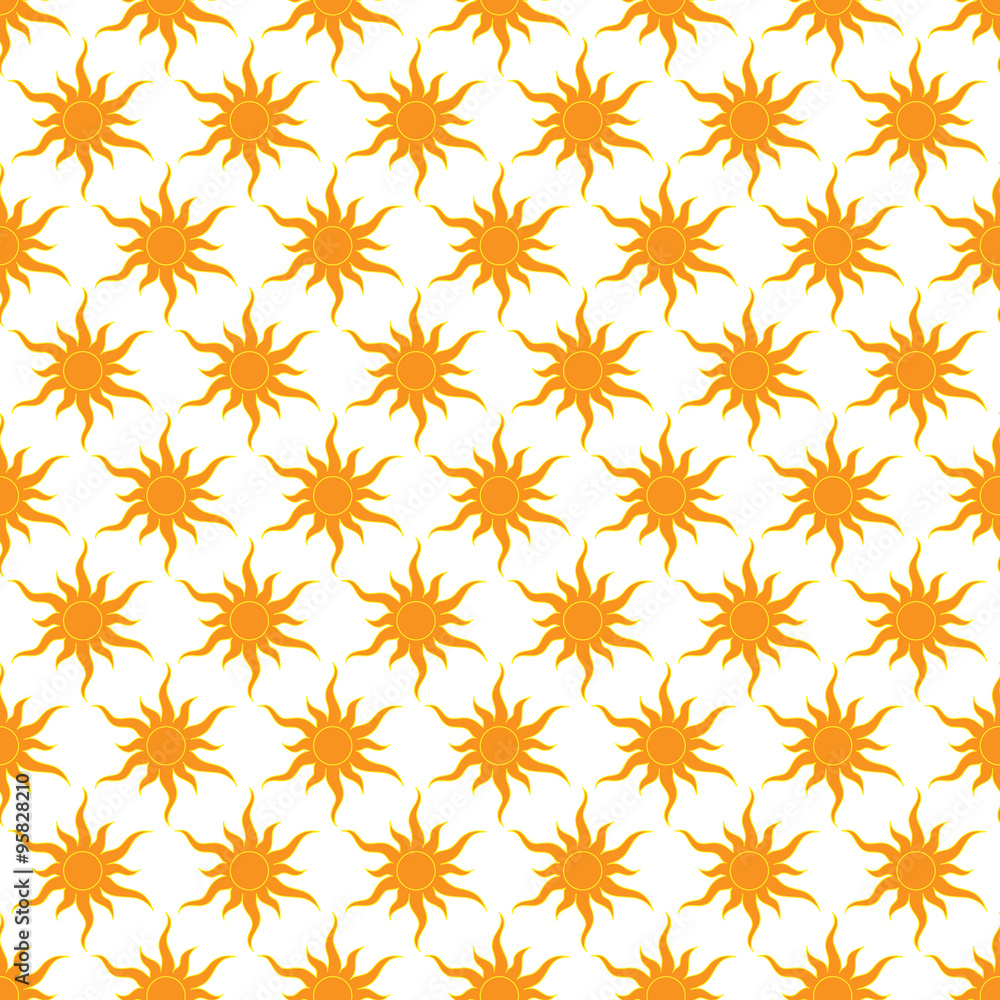 Cute seamless vector pattern of sun Cute seamless vector pattern of sun