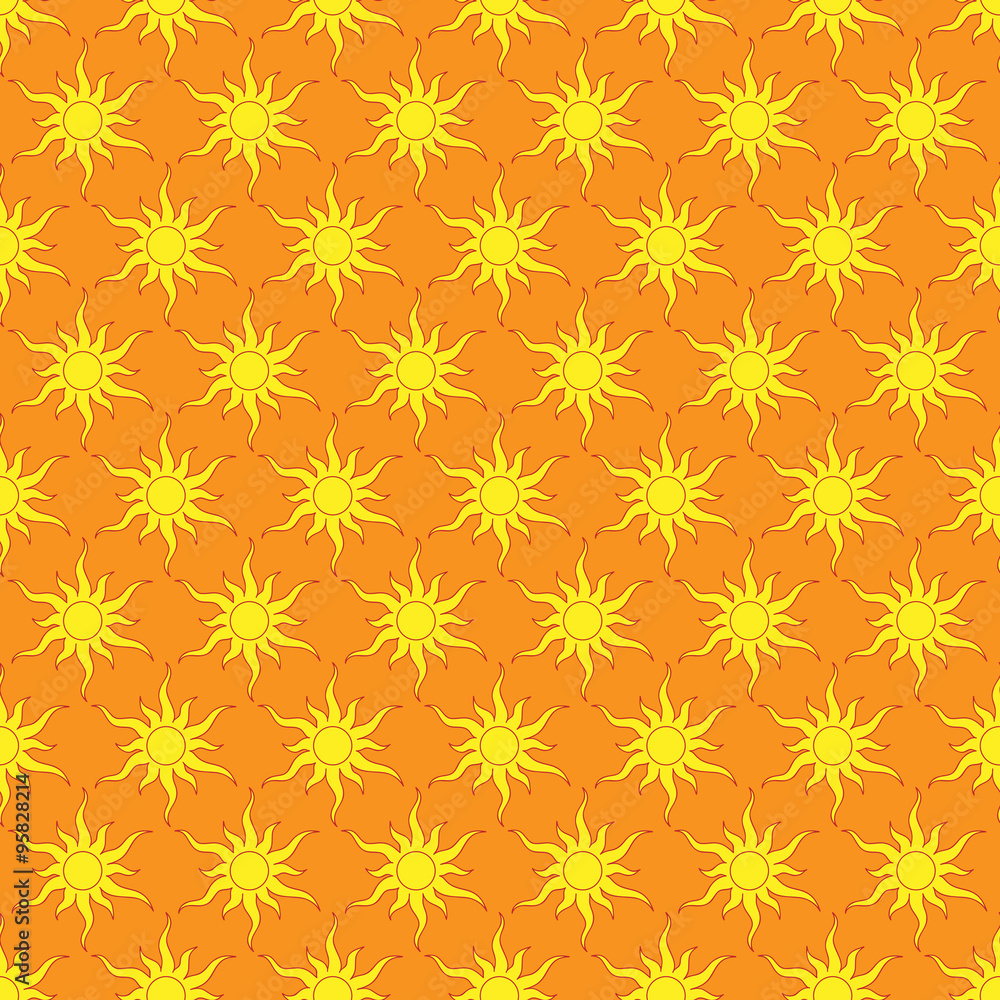 Cute seamless vector pattern of sun Cute seamless vector pattern of sun