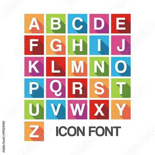 Simple Icon Font Square With Shadow Design