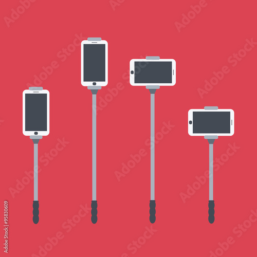 Flat design monopod for selfie.