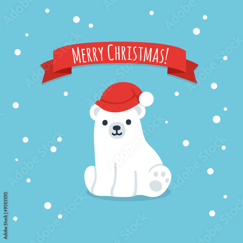Merry Christmas cute polar bear