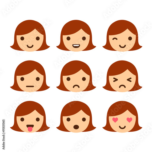 Cute cartoon girl emoticons