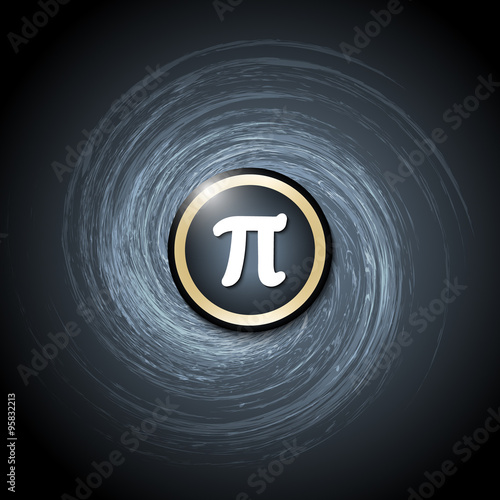 Dark background with abstract spirals and pi symbol