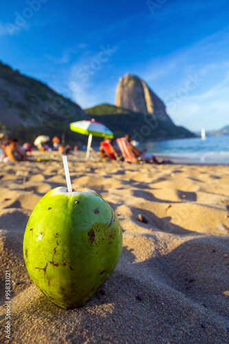 Coconut and beach in Rio de Janeiro photo