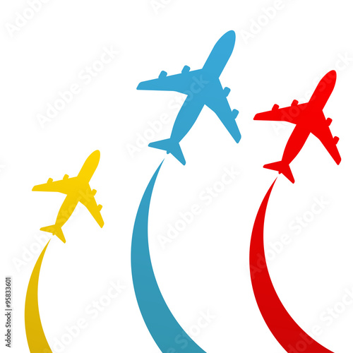 Icono plano avion en varios colores #1