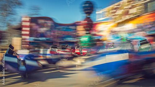 Moving carousel break dance, theme park, Budapest, Hungary © zgphotography