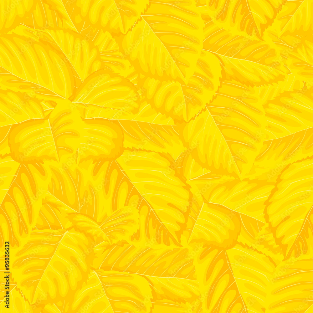 Beautiful seamless background with yellow leaves.