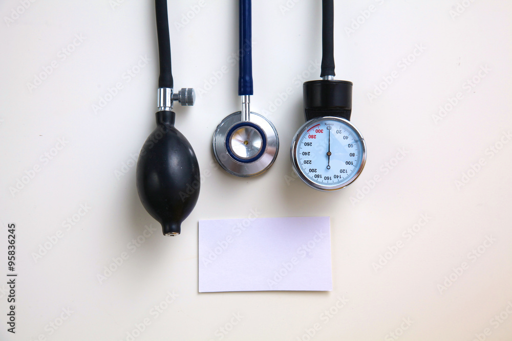 Blood pressure meter medical equipment isolated on white Blood pressure meter medical equipment isolated on white