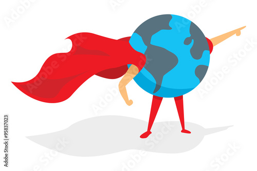 Planet earth super hero with cape