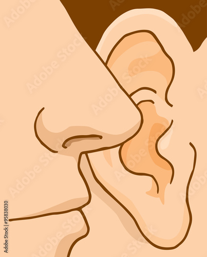 Closeup of person telling a hush secret