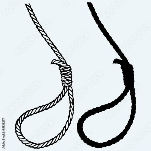 Classic loop knot. Isolated on blue background