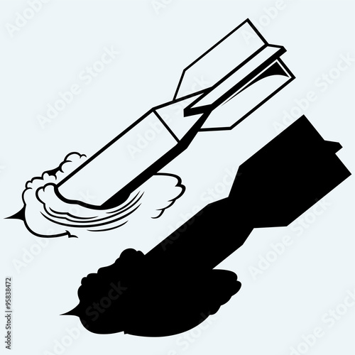 Anti-tank rocket propelled grenade launcher - RPG 7. Isolated on blue background. Vector silhouettes