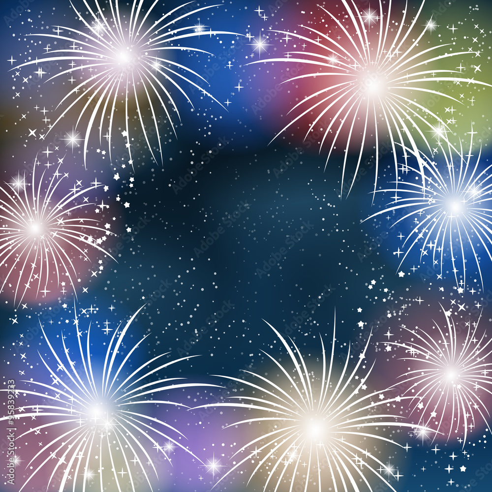 Fototapeta premium Fireworks colorful background.