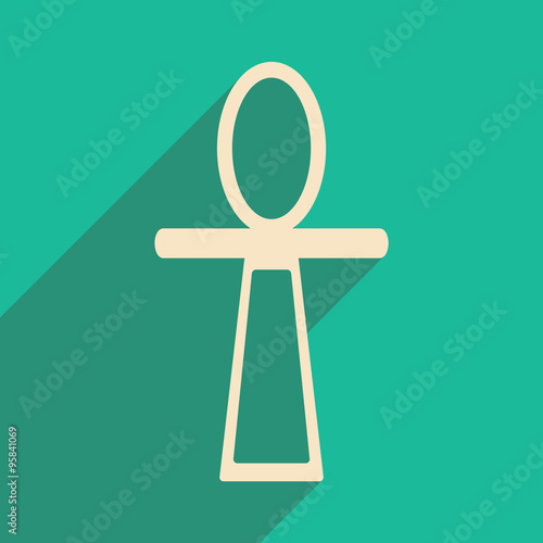 Flat with shadow icon and mobile application ancient Egypt ankh