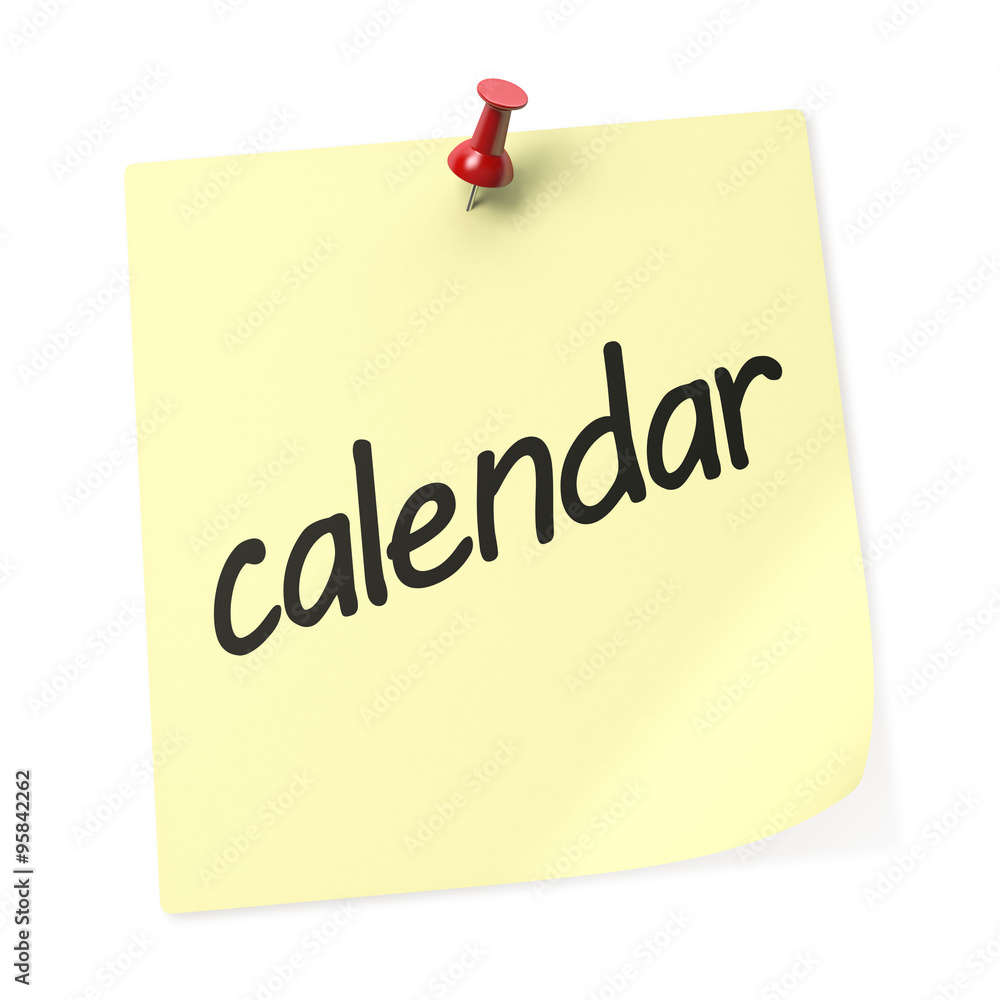 Calendar yellow sticky note Calendar yellow sticky note
