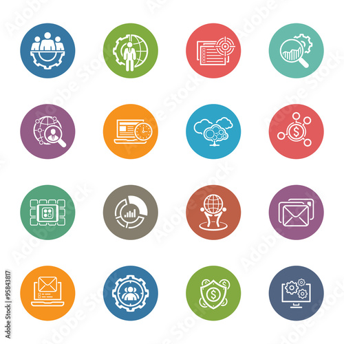 Flat Design Business Icons Set.