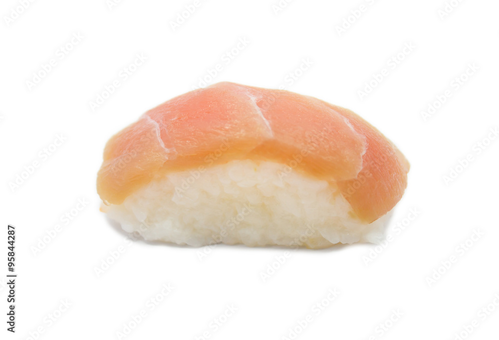 Sea bass sushi isolated on white background