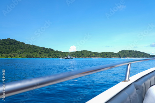 Beautiful blue sky and emerald sea at Tachai Island, Phuket, Thailand