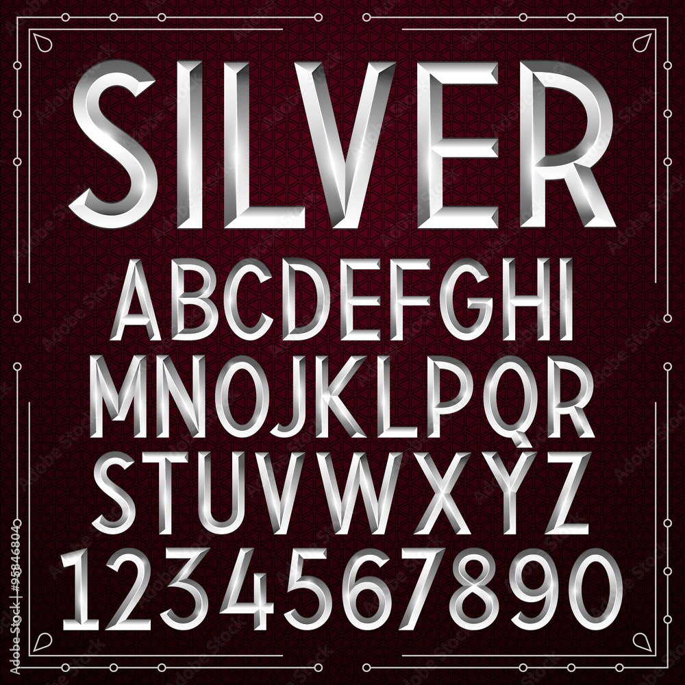 Vector Silver Embossed Font Stock Vector | Adobe Stock