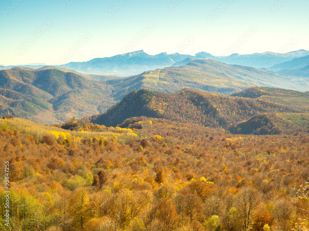 Colorful autumn in the mountains and valleys