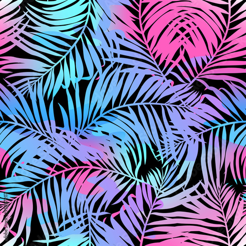 Tropical palms seamless pattern in colours