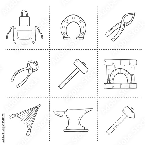 Blacksmith hand drawn icons