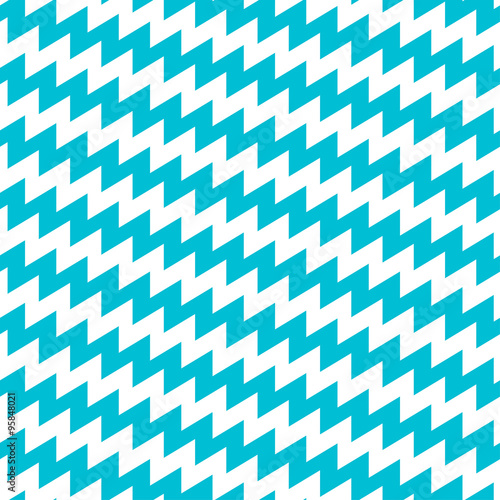 Turquoise and white diagonal chevron seamless pattern
