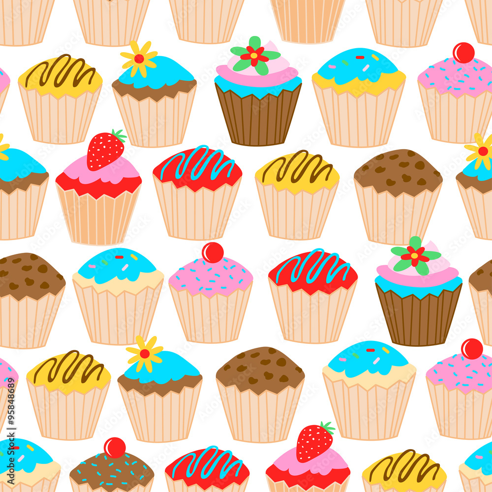 Little cupcakes seamless pattern
